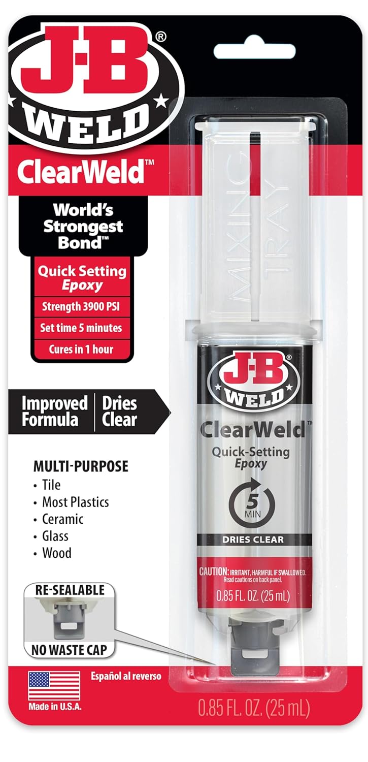 J-B Weld ClearWeld Syringe 25ml - Fast Setting Epoxy