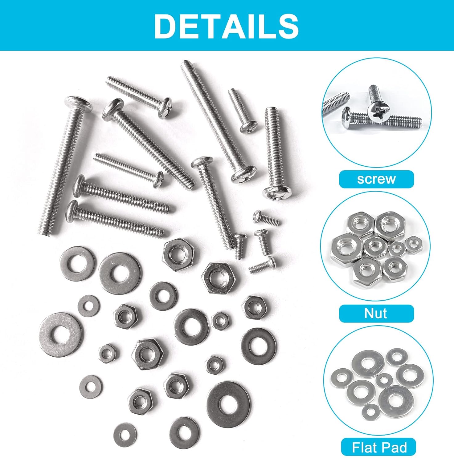 Durable Stainless Steel Screw Bolt Kit for Awareness