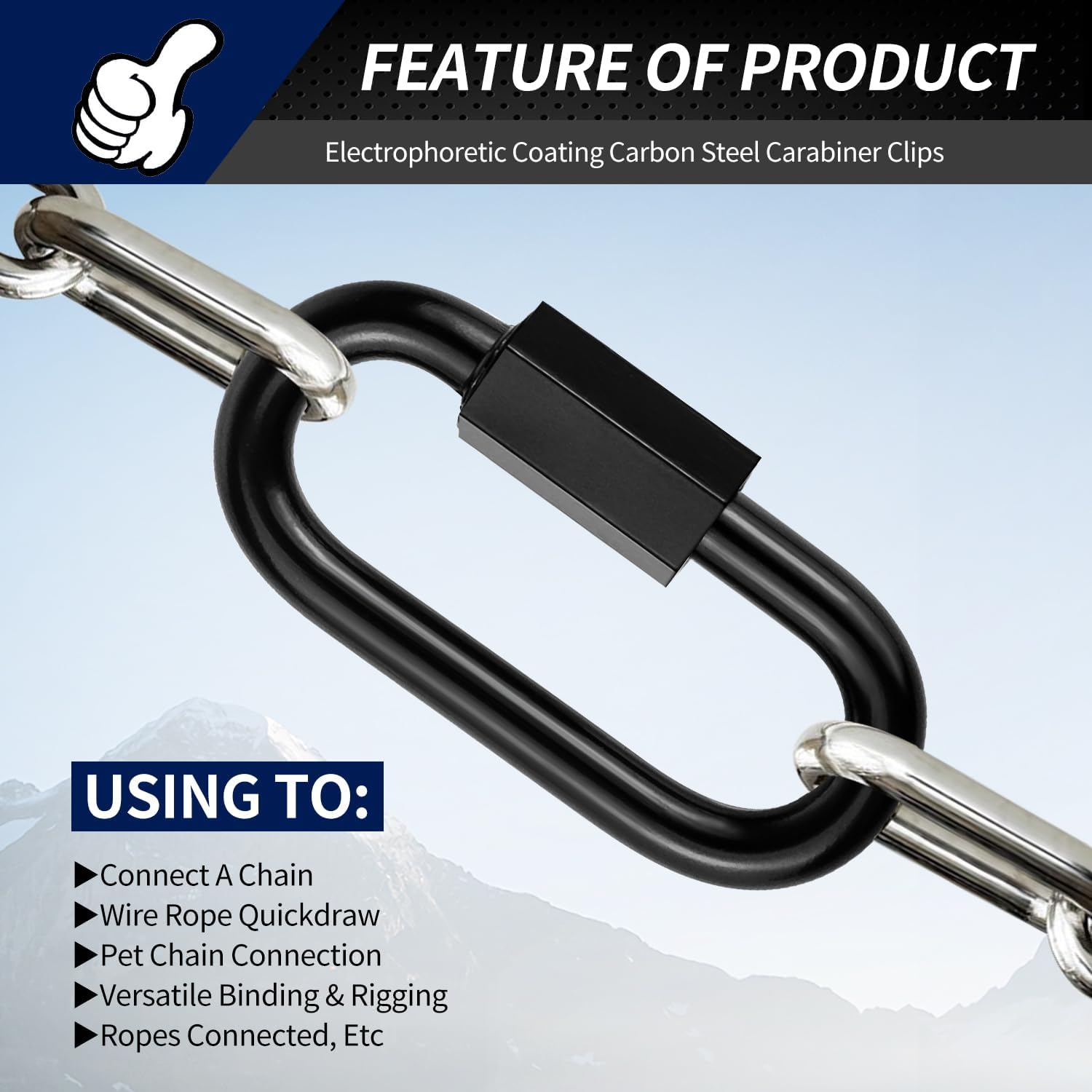 304 Black Stainless Steel Quick Links D Shape Locking Chain Tool