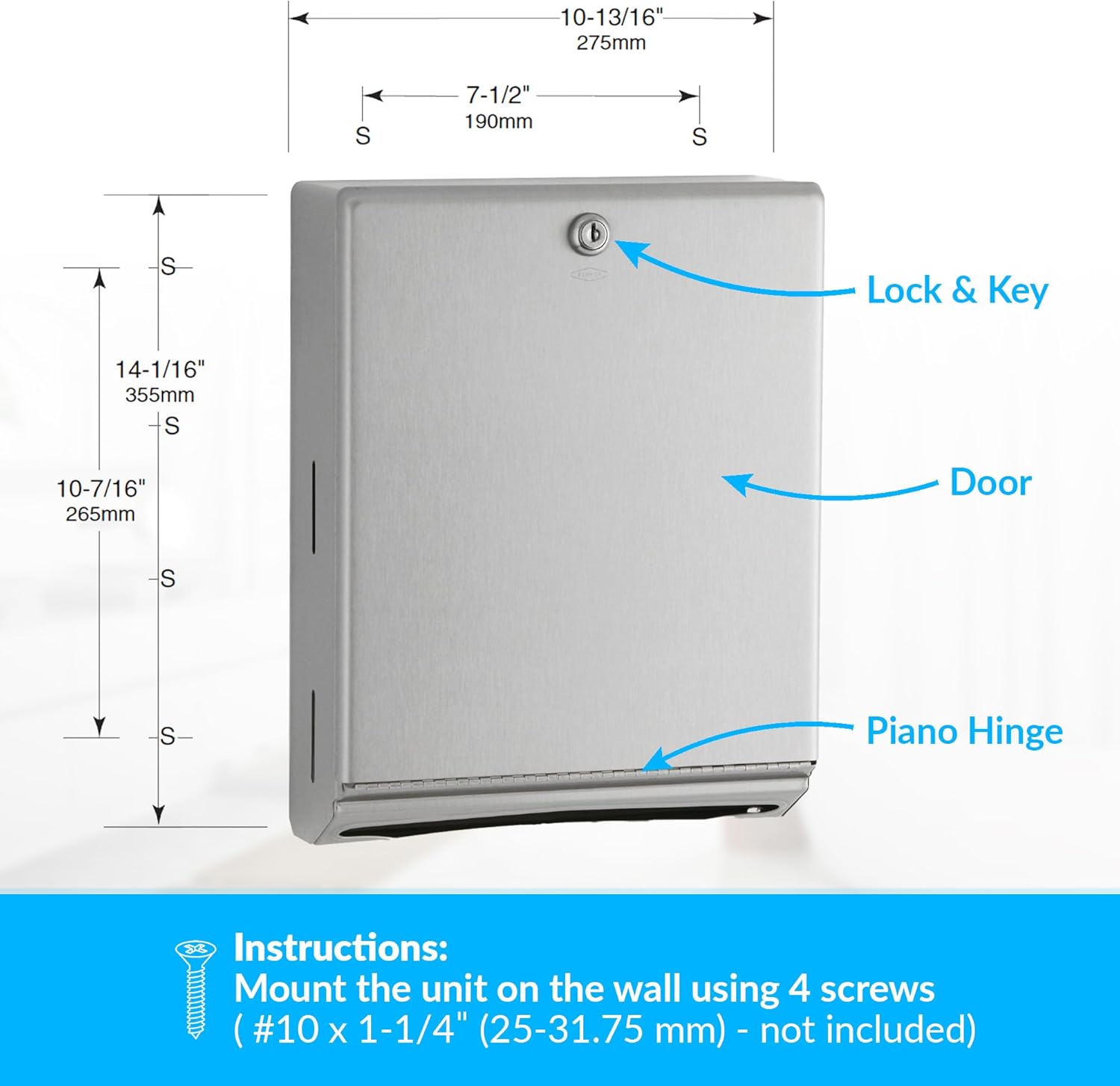 Bobrick B-262 C-Fold or Multifold Paper Towel Dispenser