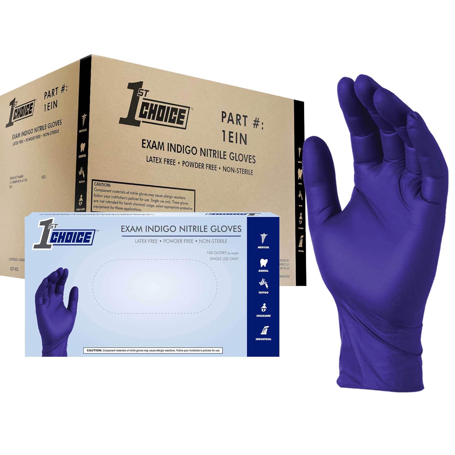 1st Choice Nitrile Disposable Gloves XL Indigo Case of 1000