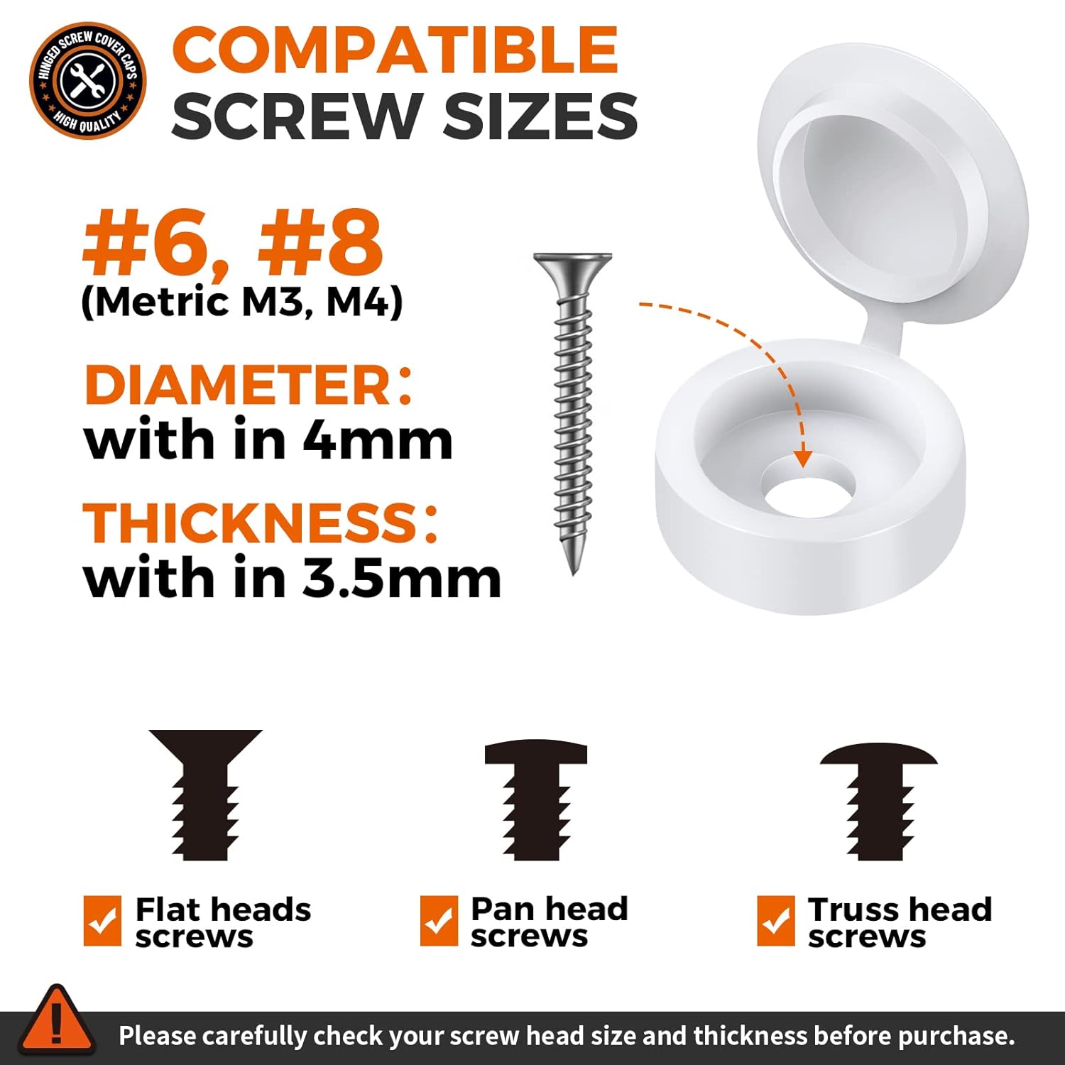 Durable Plastic Screw Cover Caps