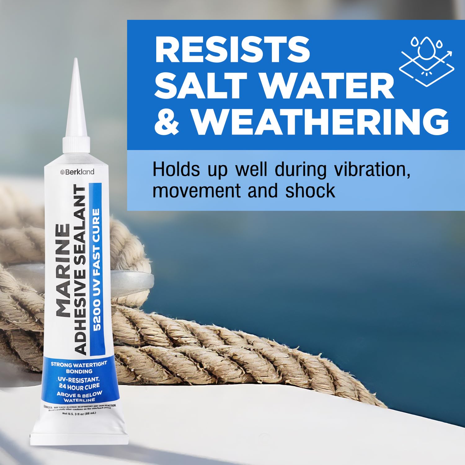 Sturdy Marine Adhesive 5200 Fast-Cure Sealant by Berkland UV-Resistant Water-Proof