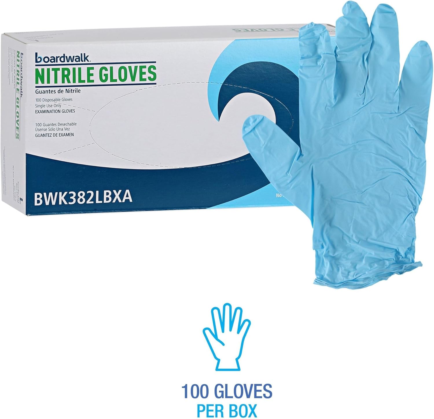 Boardwalk 382LCTA Nitrile Gloves - Large Blue 1000Carton Latex-Free DurableChem-Resistant