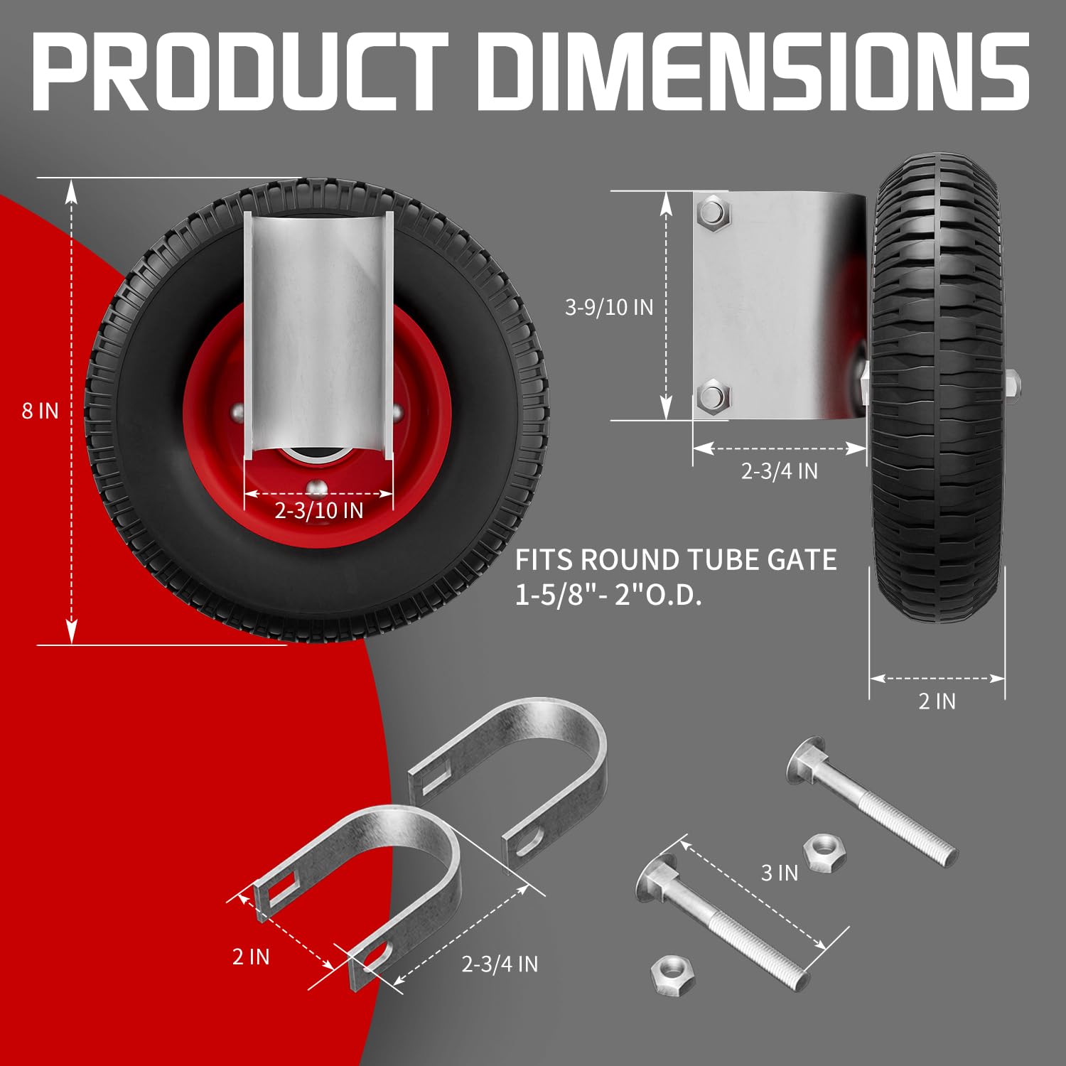 Durable 8-inch Gate Wheel for Heavy Duty Use