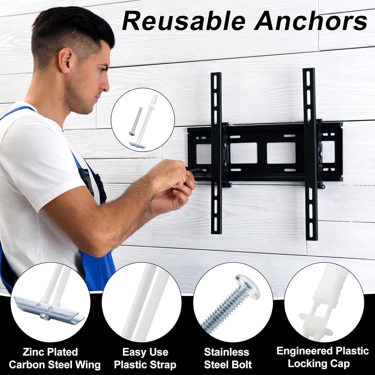 Rust-Resistant Heavy-Duty Drywall Anchors for TV Mounting