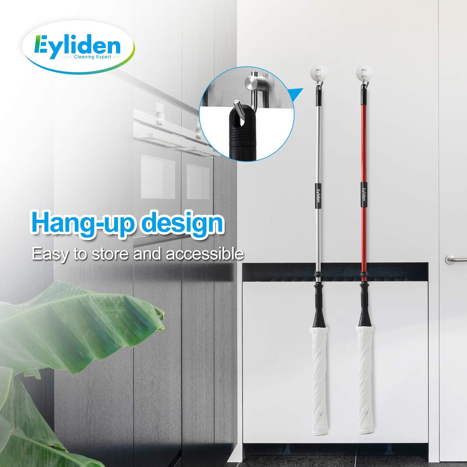 Eyliden Mop with 2 Reusable Heads for Great Floor Cleaning