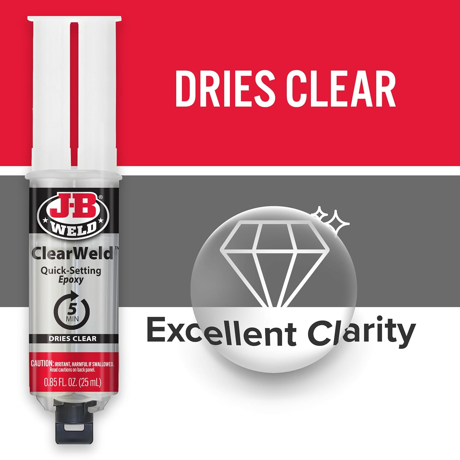 J-B Weld ClearWeld Syringe 25ml - Fast Setting Epoxy