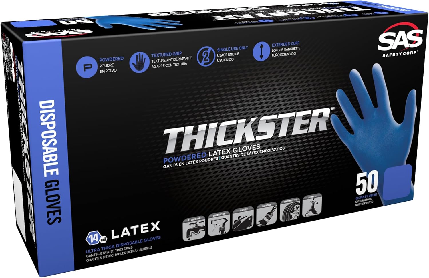 Thickster Latex Gloves 2X-Large 14 Mil Textured Grip 12 Length