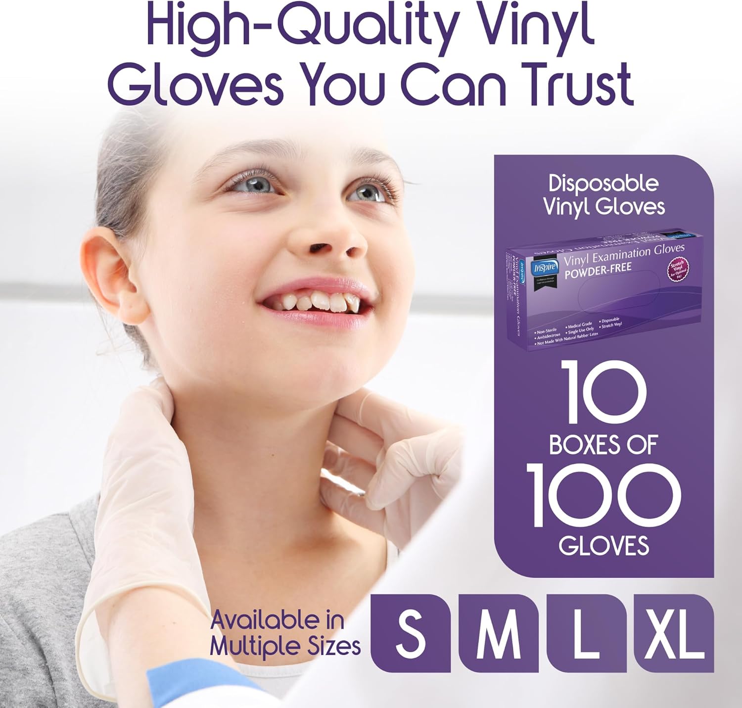 Premium Stretch Vinyl Exam Gloves Original Quality Latex Free 1000 Count Large