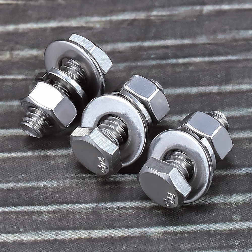 EASTLO 304 Stainless Steel Hex Bolts with Nuts Washers - Durable Reliable