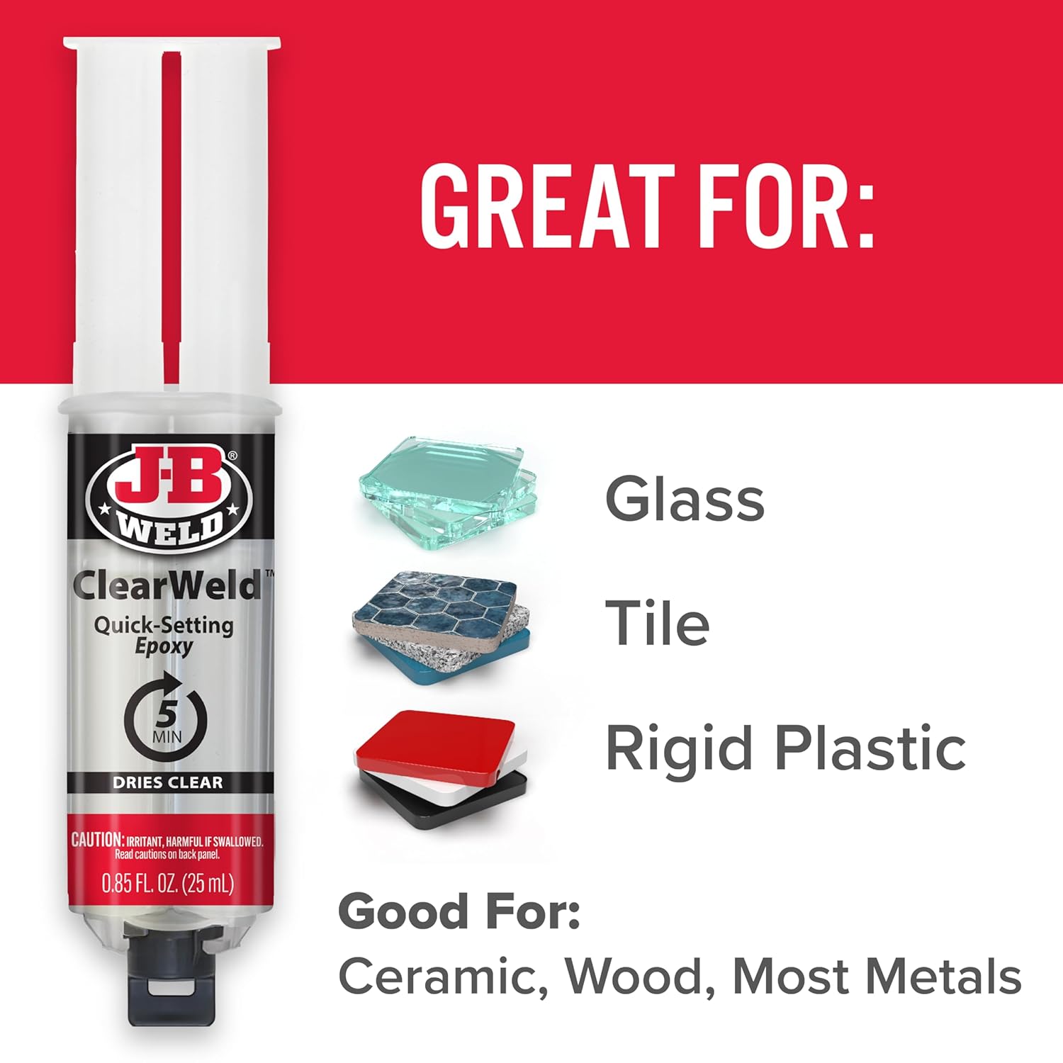 J-B Weld ClearWeld Syringe 25ml - Fast Setting Epoxy