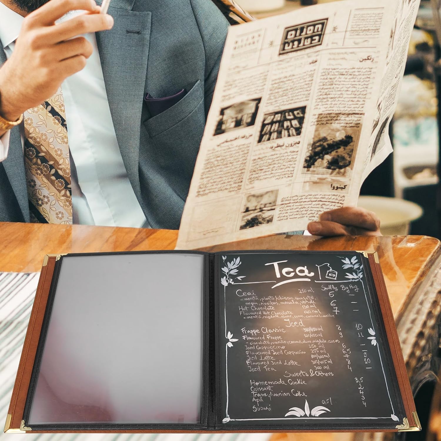 Premium Leather Menu Binder for Coffee Bars