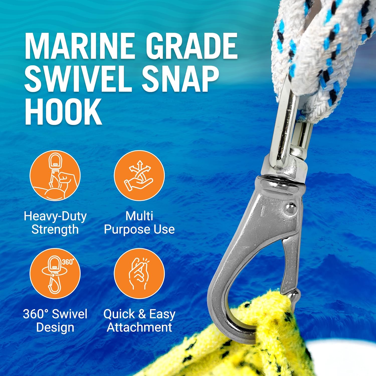 4-Pk Stainless Steel Swivel Snap Hooks Heavy Duty