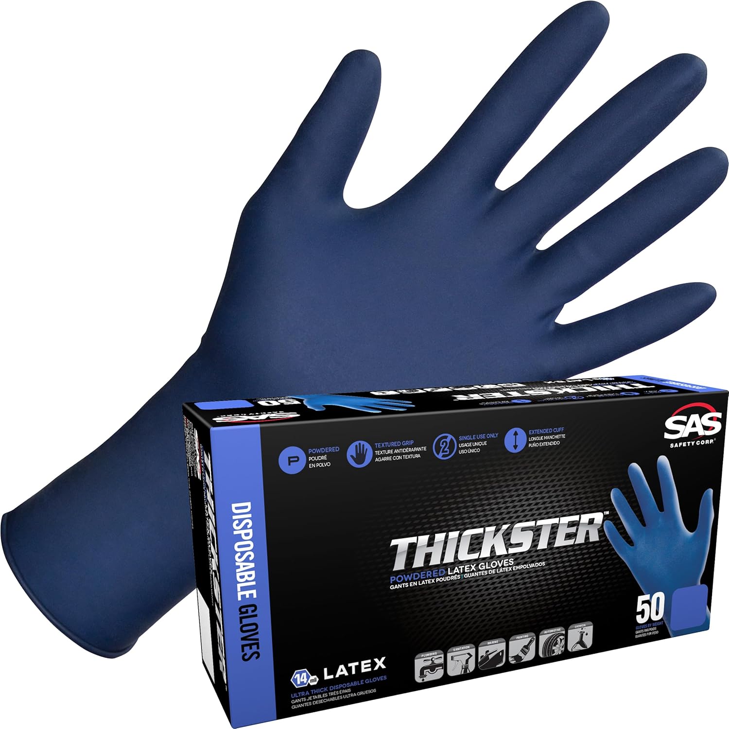 Thickster Latex Gloves 2X-Large 14 Mil Textured Grip 12 Length
