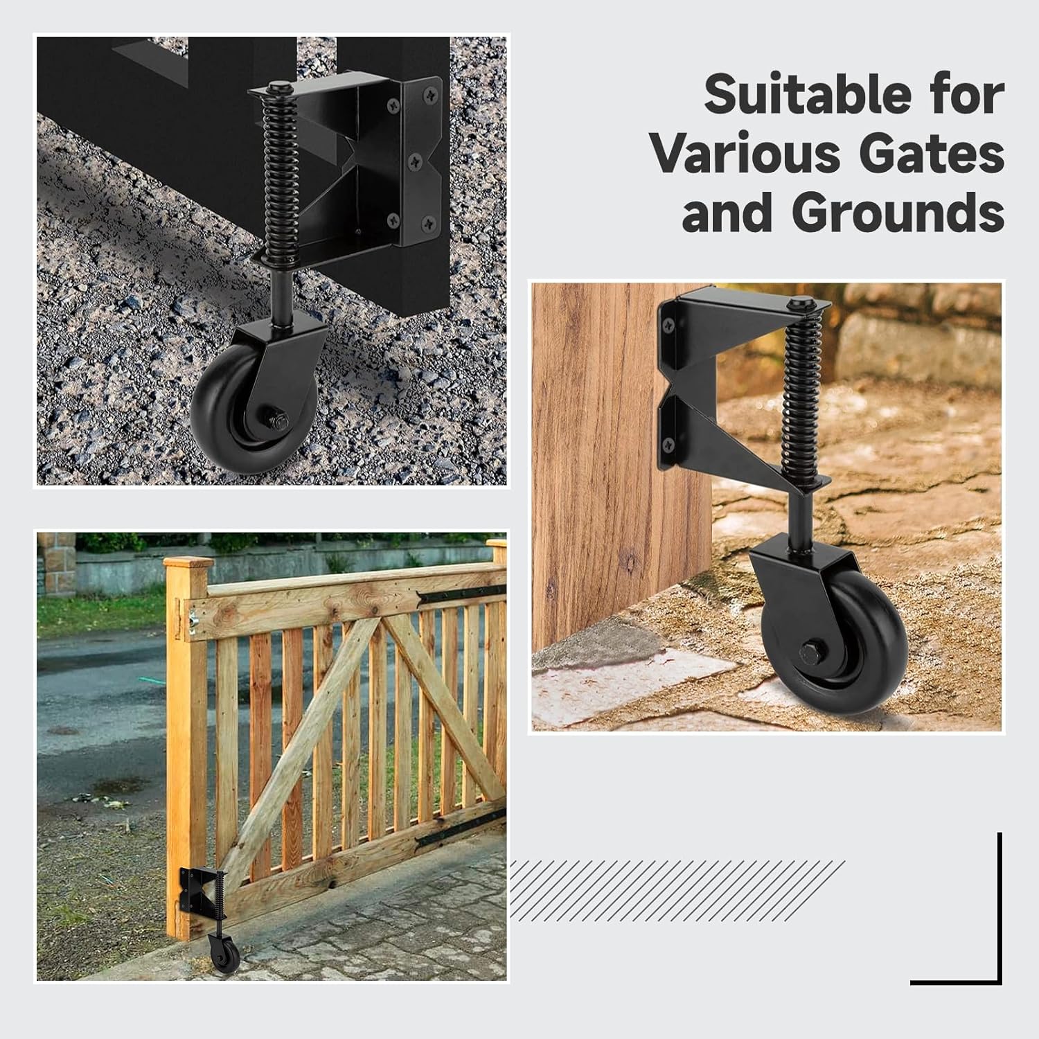 Varku Spring-Loaded Gate Caster with 360-Degree Rotation