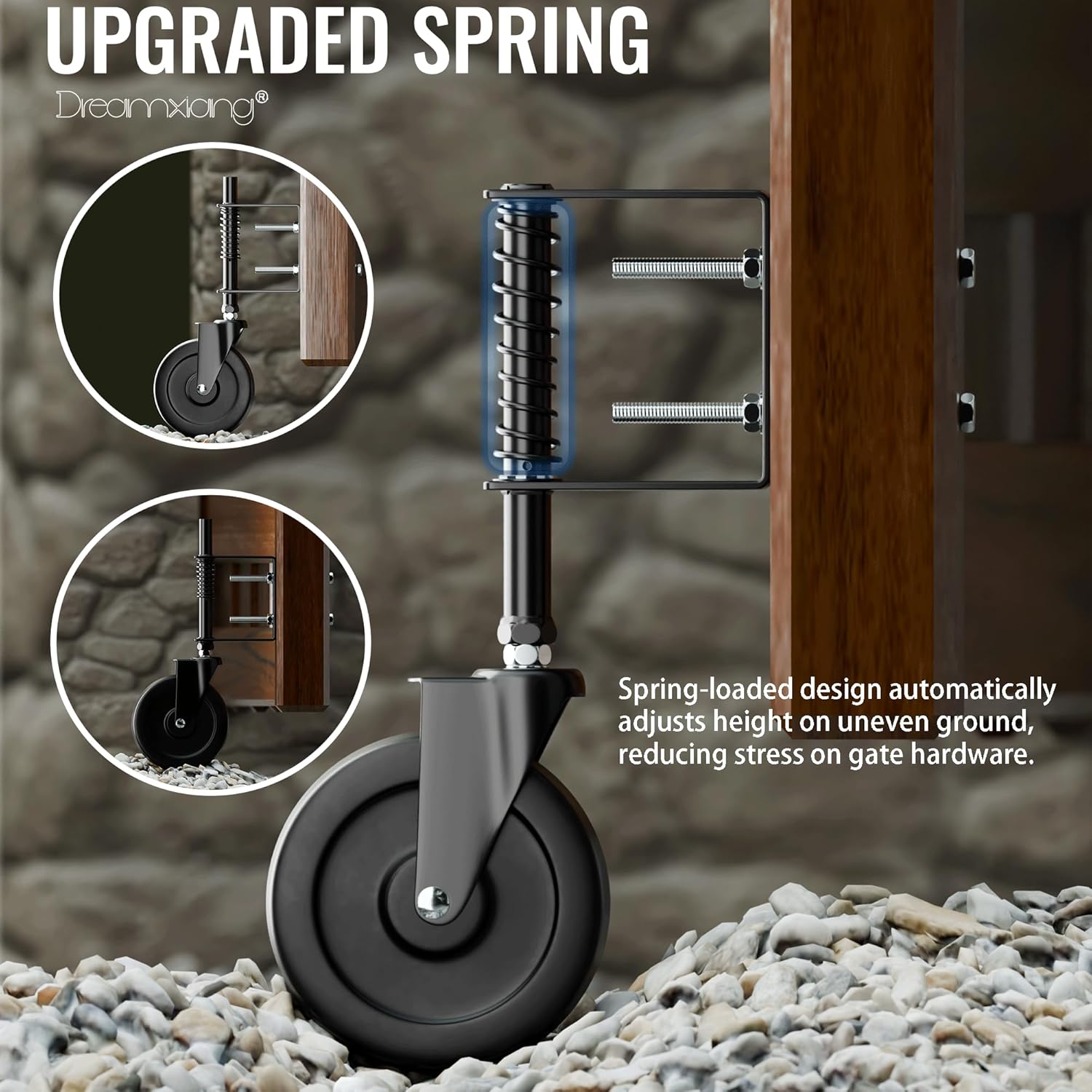 Durable 5 Spring Loaded Gate Caster Heavy Duty for Wooden Metal Fences