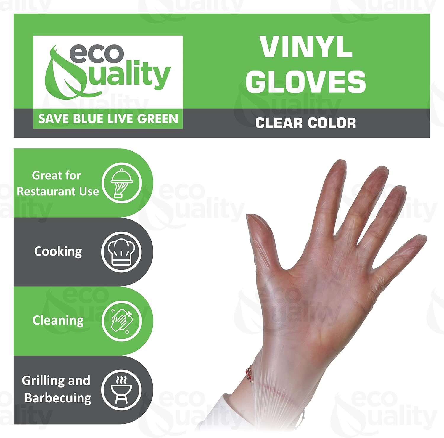 EcoQuality Disposable Vinyl Exam Gloves - Non-Latex Professional Cleaning Cooking Gloves 200 Medium