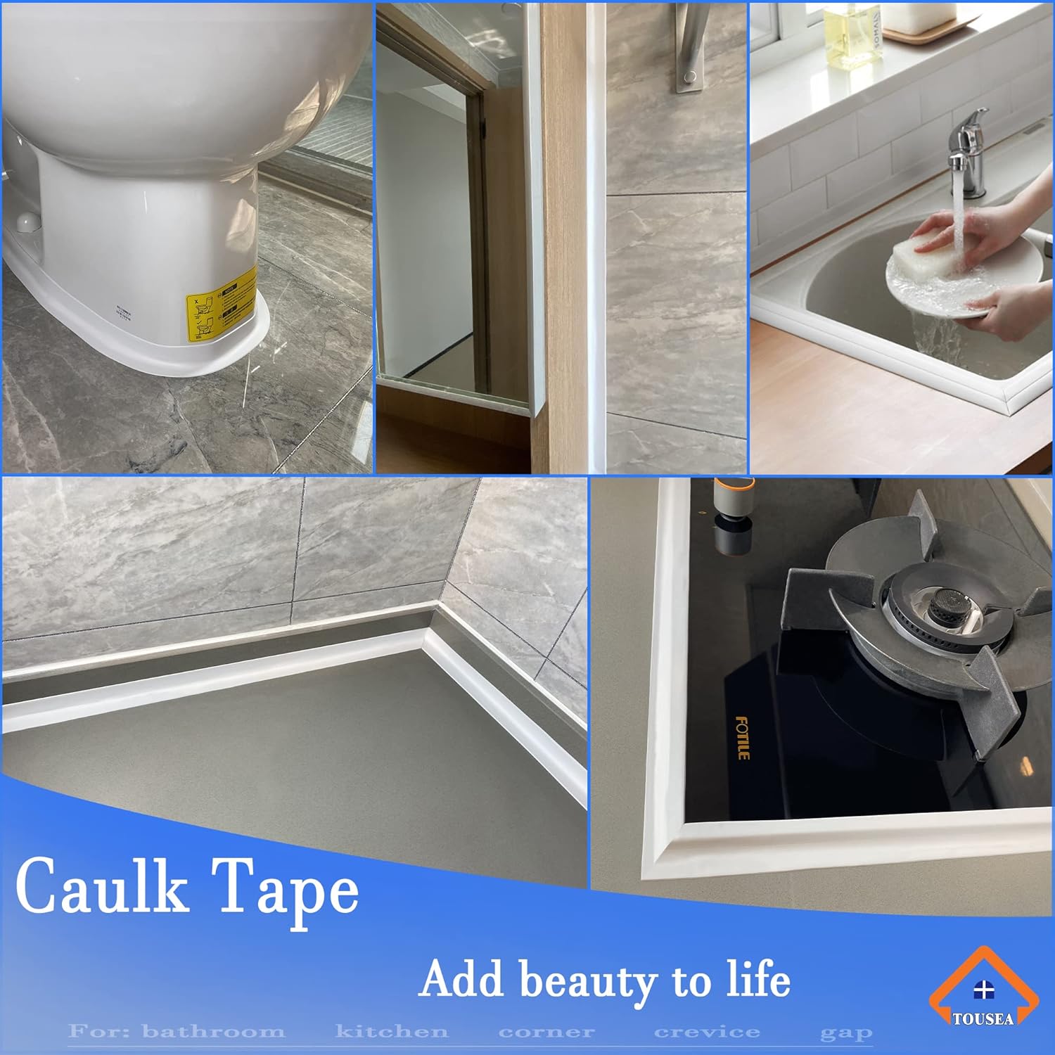 White Caulk Tape - Durable Adhesive bathroom seal