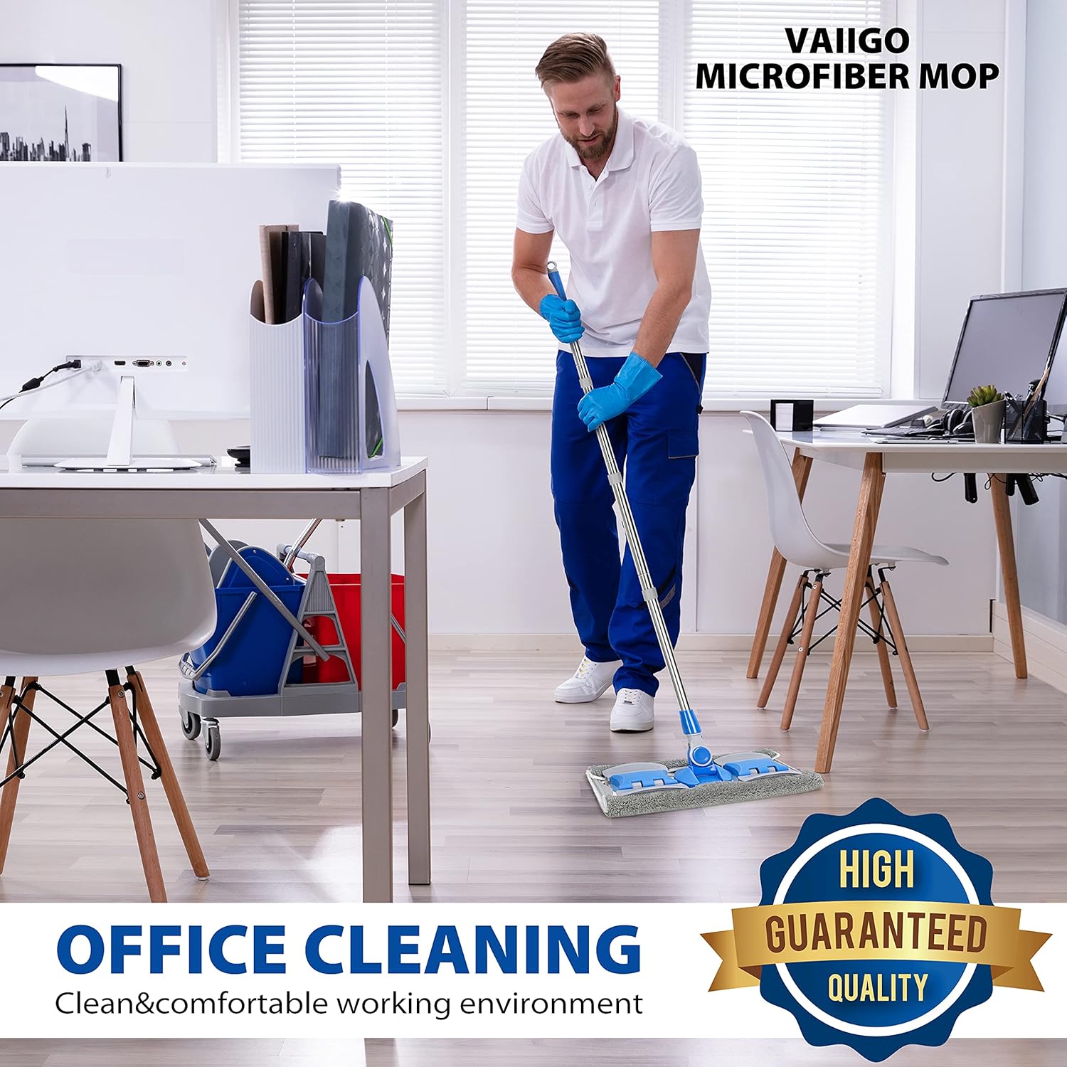 Professional Smooth Hardwood Floor Mop with 5 Reusable Microfiber Pads