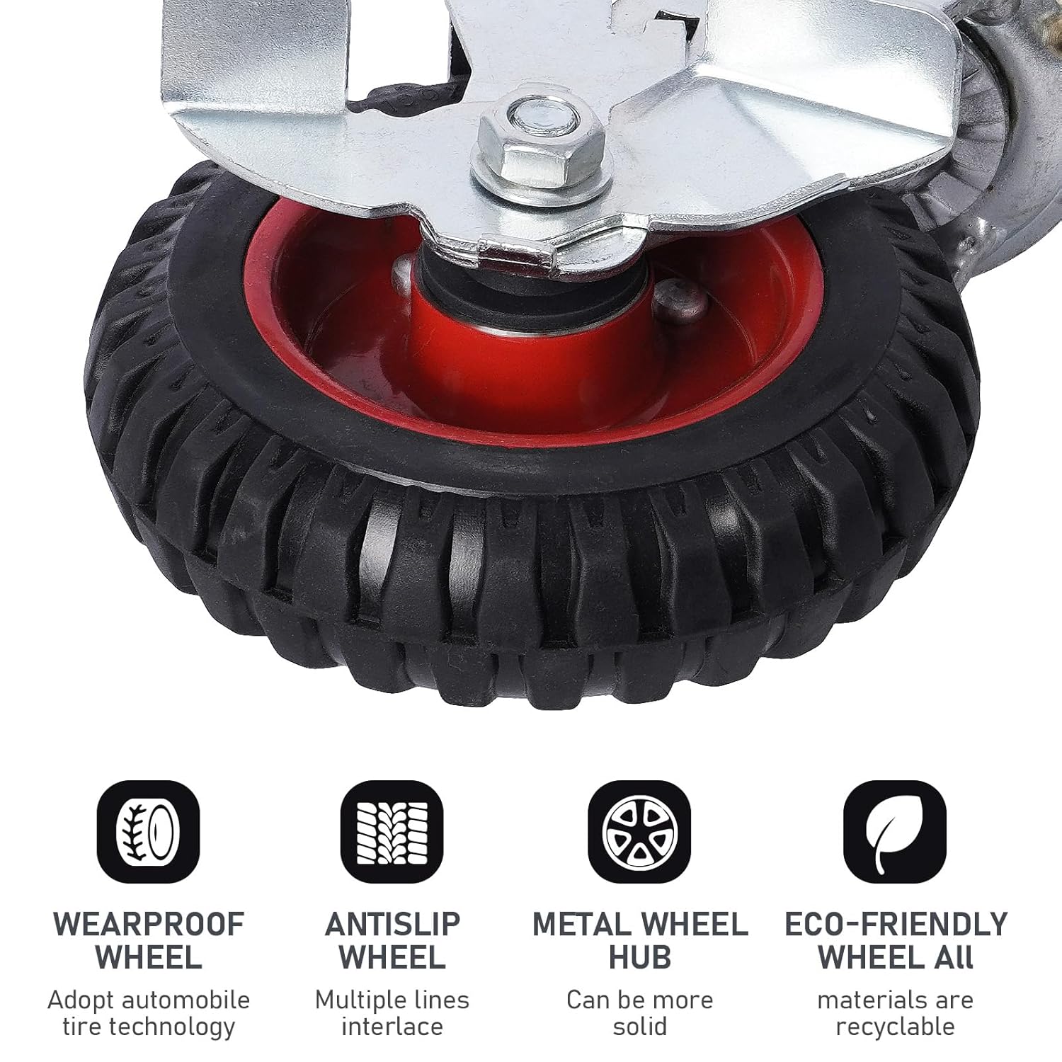 6-Inch Fence Gate Wheel with Locking Brake and Spring Suspension