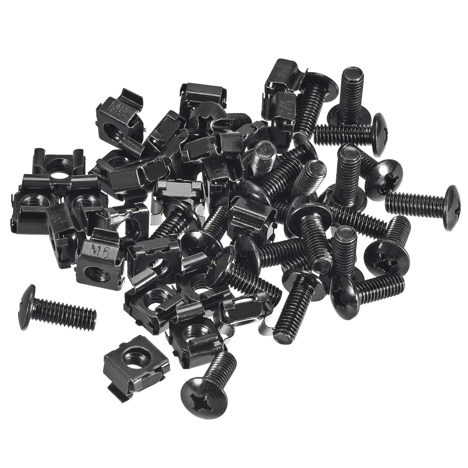 10-Piece M6 Carbon Steel Cage Nuts and Screws for Rack Mount