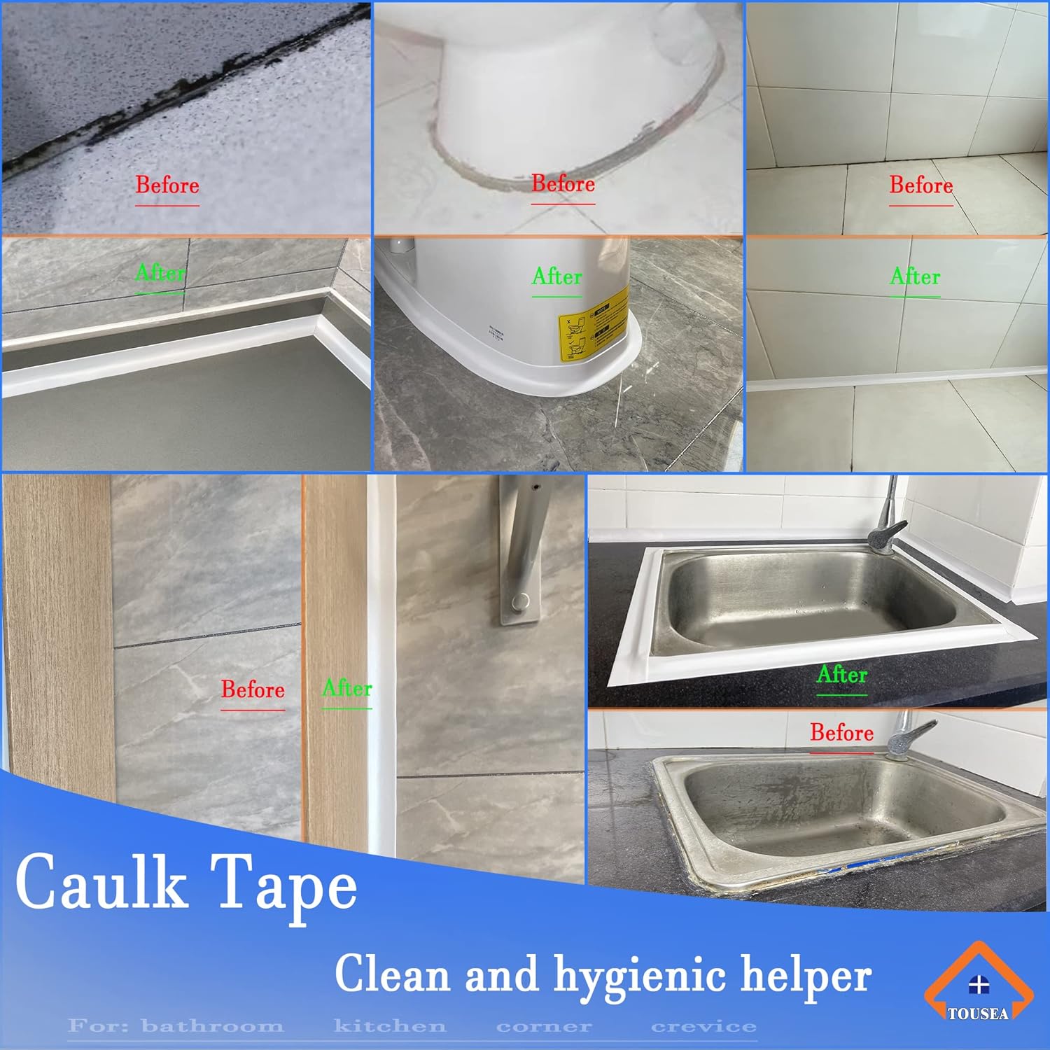 White Caulk Tape - Durable Adhesive bathroom seal
