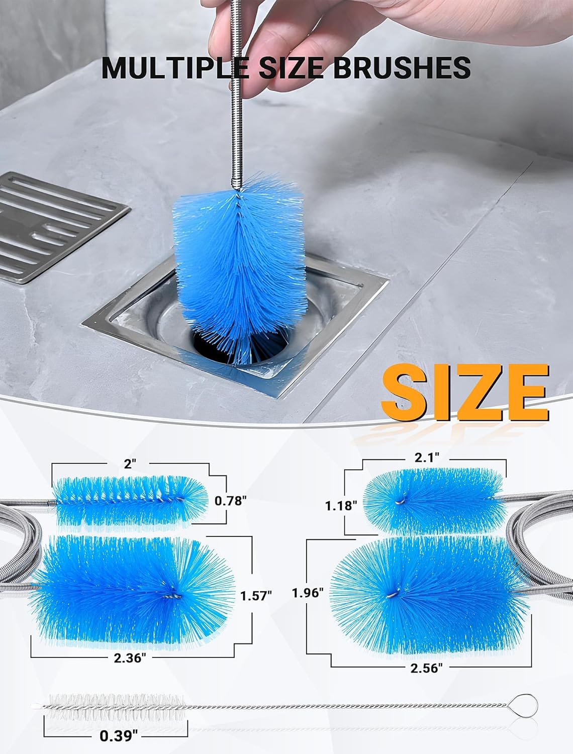 Multi-Sized Large Drain Brush for