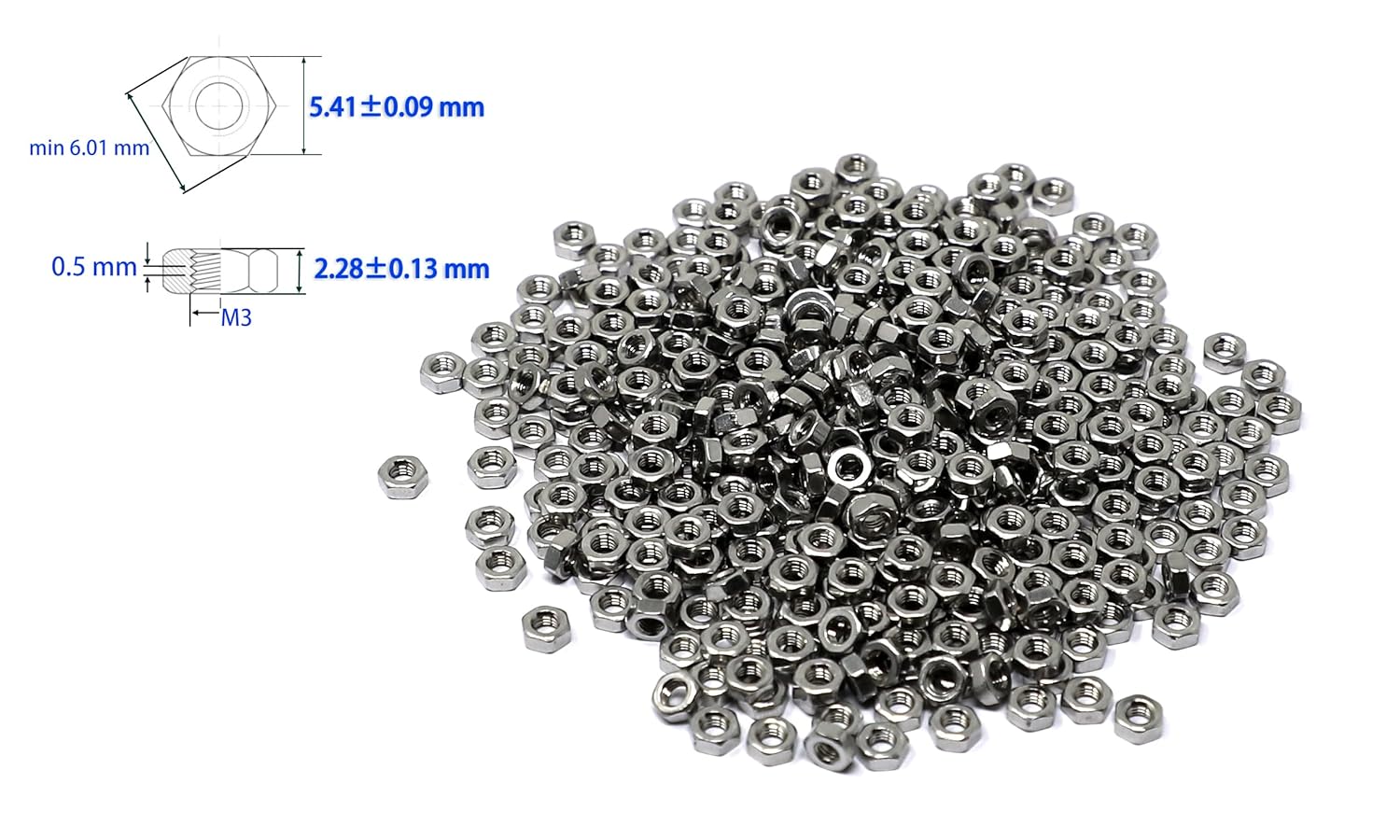IEXCELL 1500 Pcs M3 Hex Screws Nuts Washers Kit for Industrial Use