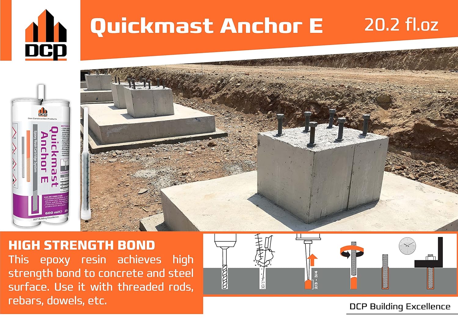 Quickmast Epoxy Concrete Anchor System 2-Pack for Rebar Threaded Rods