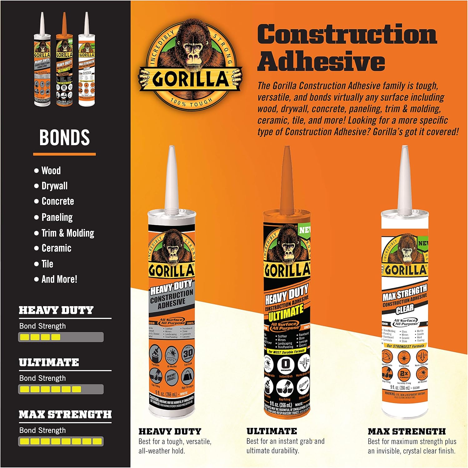 Gorilla Glue 8110003 Construction Adhesive 9OZ