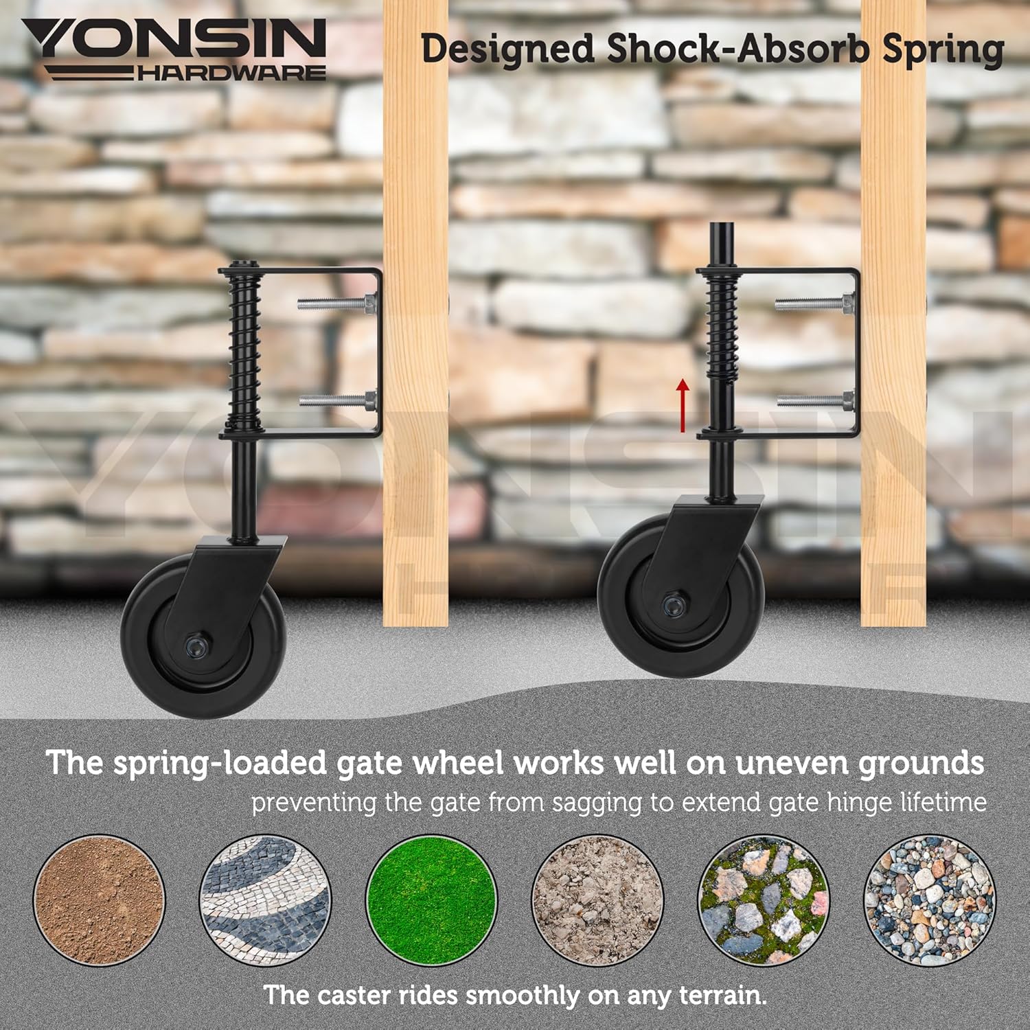 YONSIN G3 Heavy Duty Spring-Loaded Gate Caster Kit