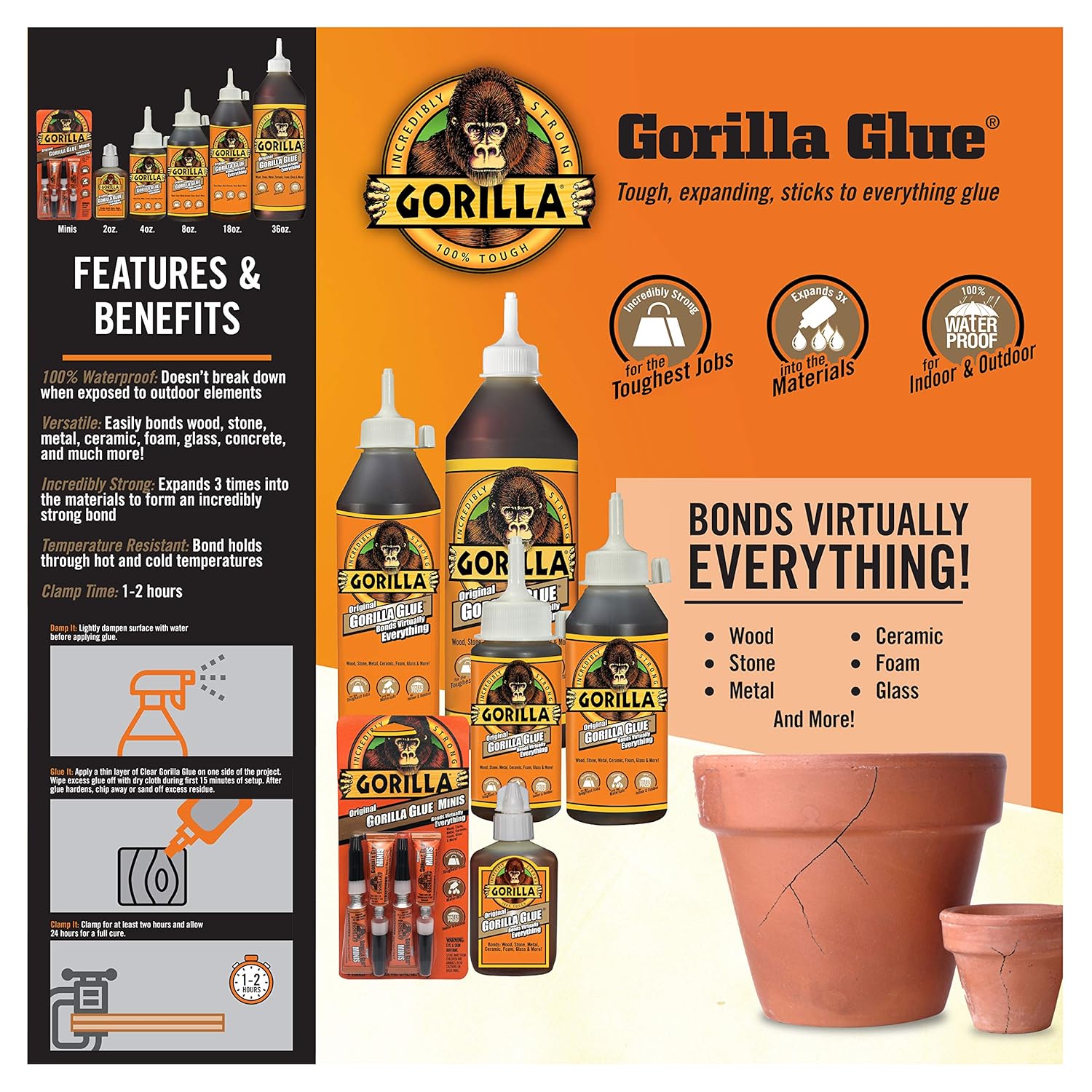 Gorilla Minis Original Waterproof Polyurethane Glue